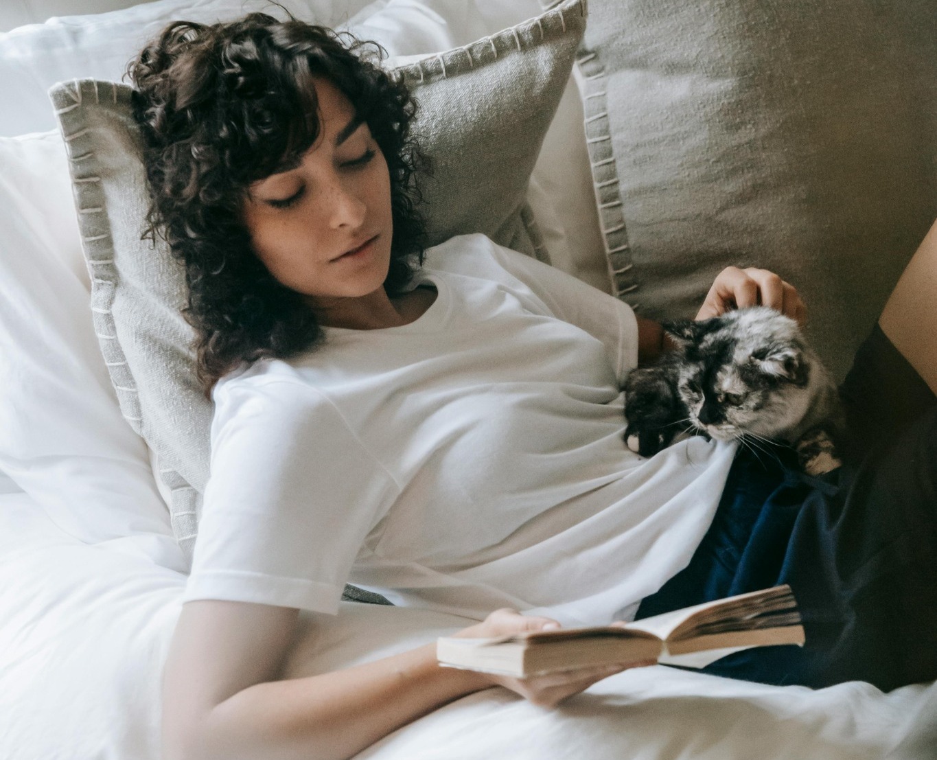 Chat proche de son humain pendant un moment calme montrant une relation sécurisante